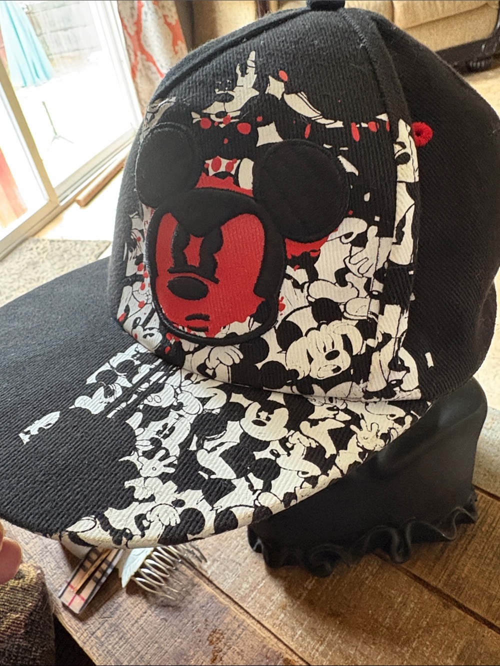 Kids Embroidered Youth 54-57cm Black & Red Mickey Print Baseball Cap